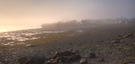 Sun in seaside fog